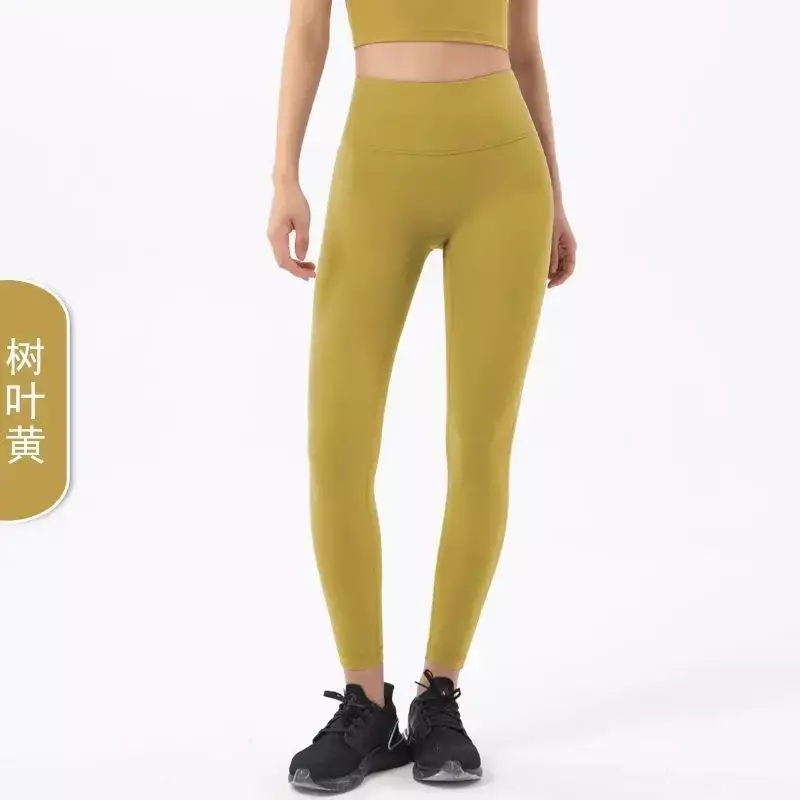 Pantalones de Yoga Nude t-line para mujer de Europa y América, cintura alta, caderas altas, caderas de melocotón, pantalones deportivos y de Fitness, nuevos