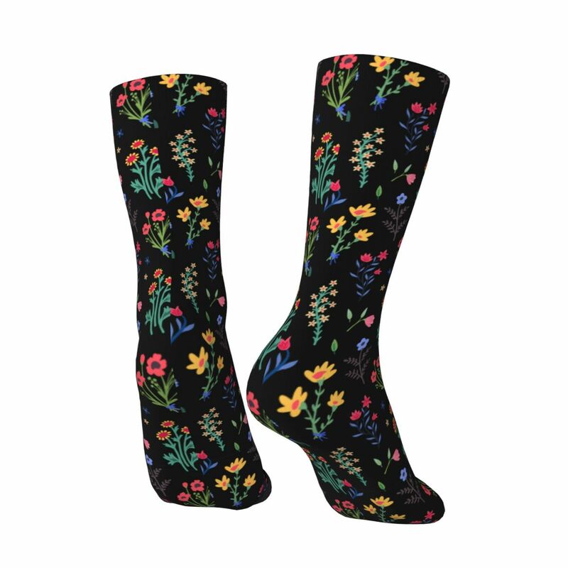 Boho Wildflowers kaus kaki lucu untuk pria wanita gaya jalanan baru musim semi gila hadiah kaus kaki musim panas