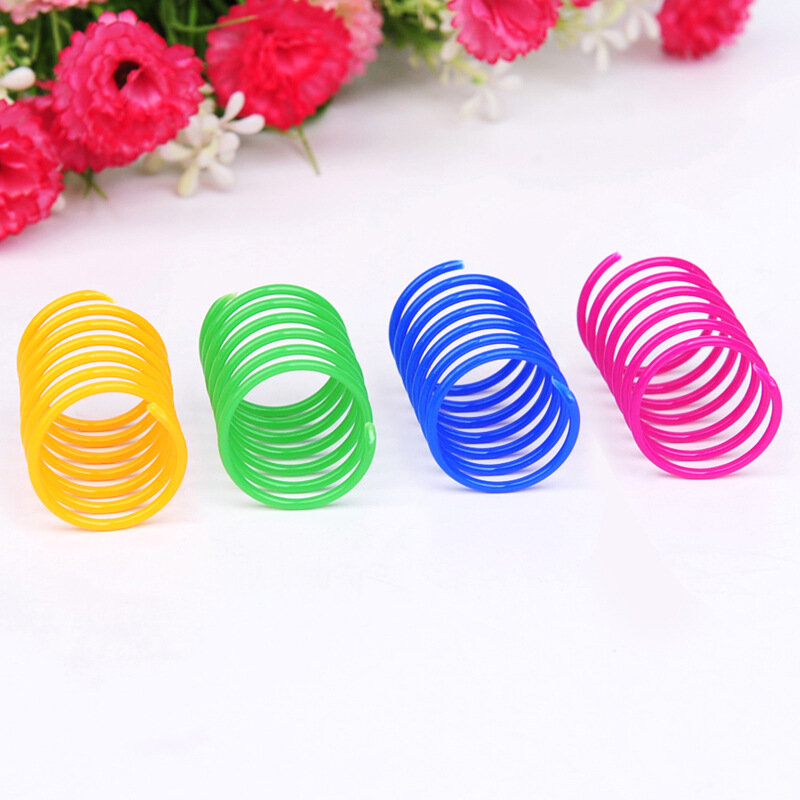 4/8/16/20pcs Kitten Cat Toy Plastic Wide Durable Cat Spring Toy Colorful Springs Cat Pet Toy Interactive Coil Spiral Springs Dog