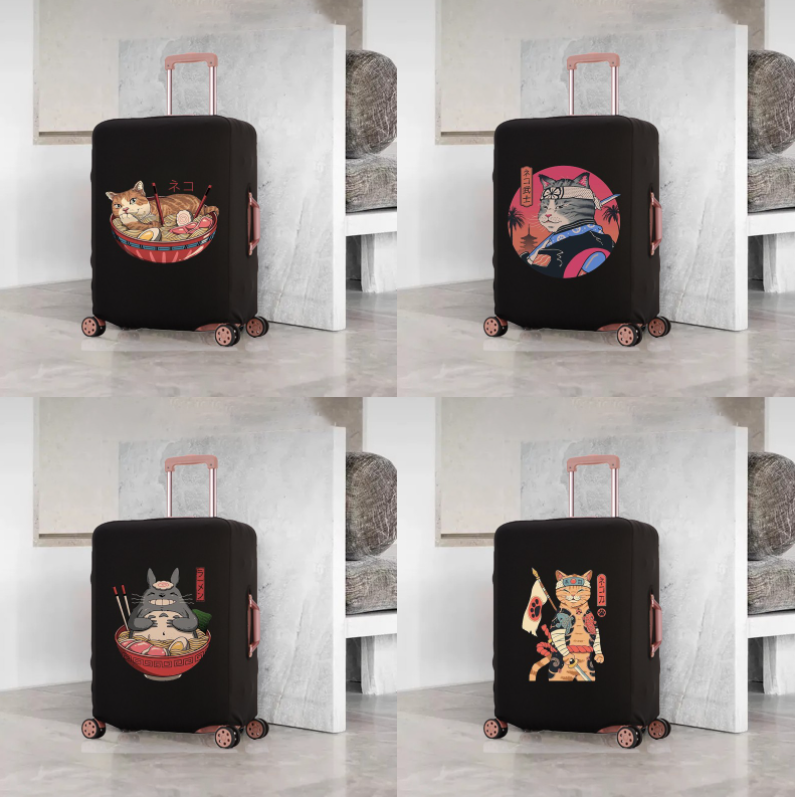 Samurai cat capa de bagagem engrossado capa protetora resistente a riscos capa de bagagem à prova de poeira adequado para 18-32 Polegada luggag