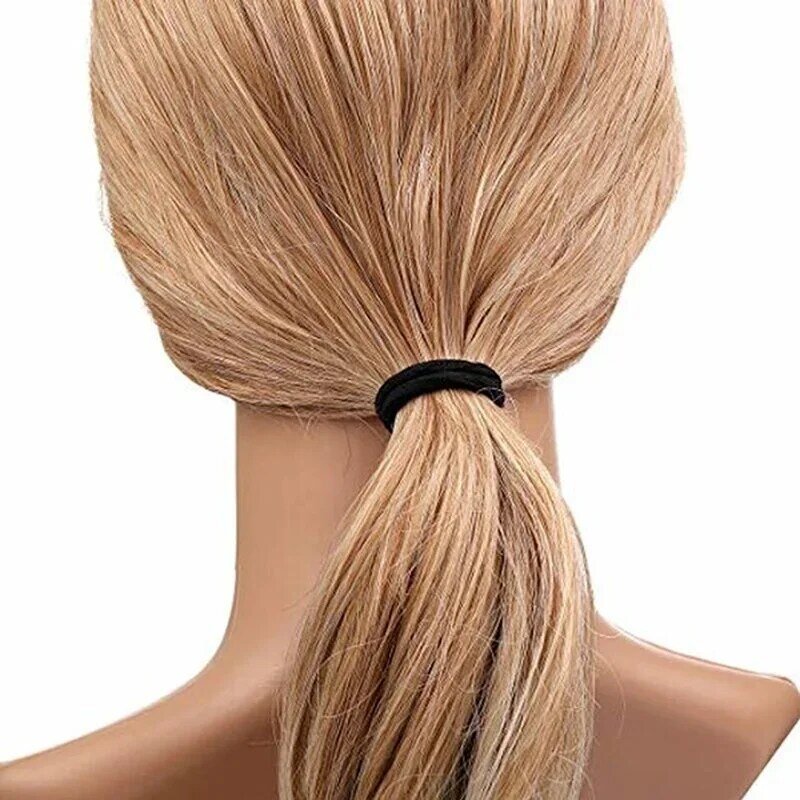 Elastic Hair Rubber Bands para Mulheres e Meninas, Hair Tie Ropes, Ponytail Titulares, Headbands, Scrunchies, Preto, 3mm,4mm,6mm, 50Pcs
