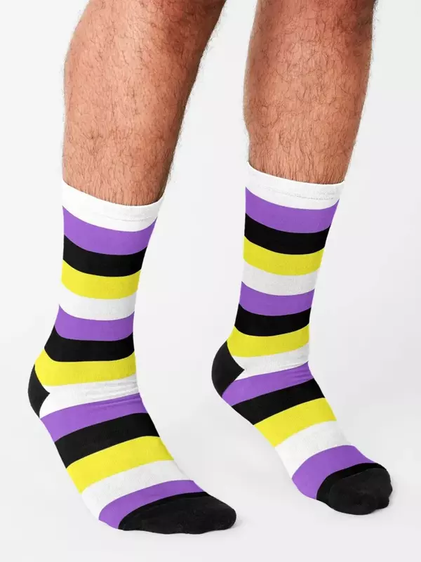 Non binary flag pattern Socks hockey sports stockings Hiking boots shoes Socks Female Men's