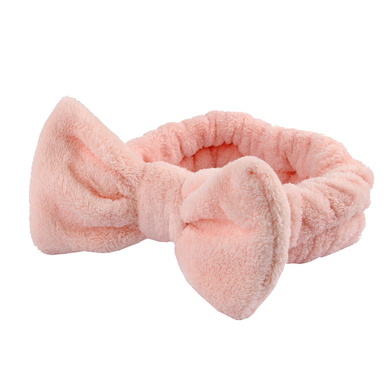 Bowknot Headband Women Solid Color Flannel Face Wash Makeup Hairband Girls Plush Pure Elastic Head Bands Hair Turban Accessories
