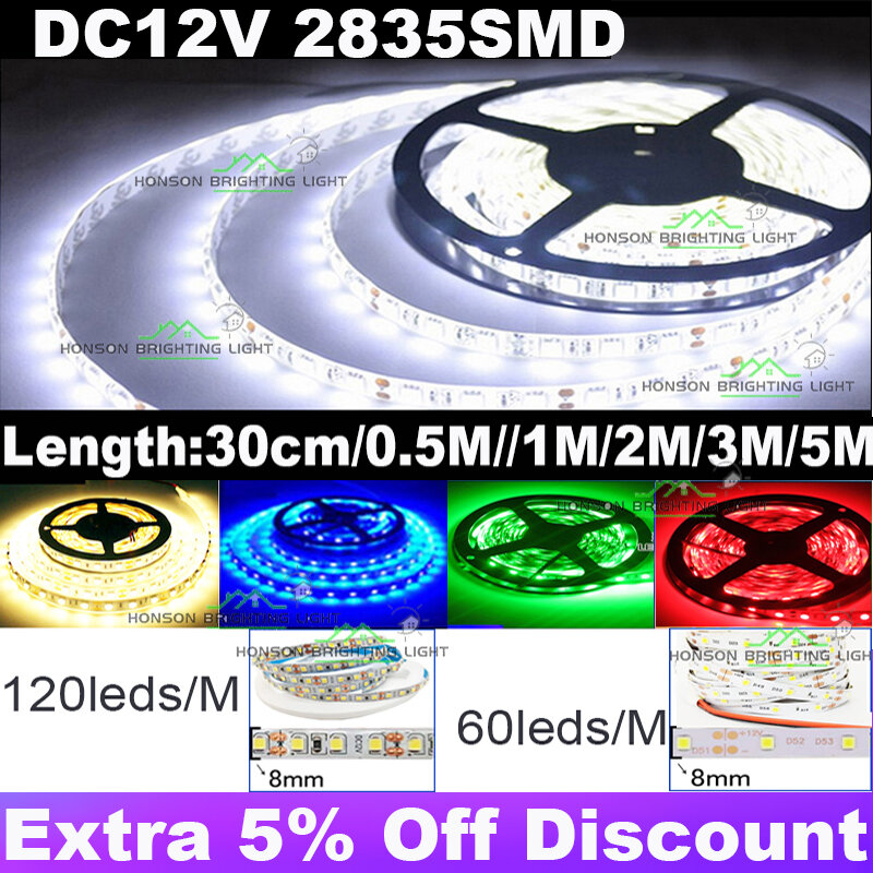 12V SMD2835 striscia LED 30cm luci colorate fai da te per auto e moto strisce luminose flessibili luci del bagagliaio luce led personalizzata