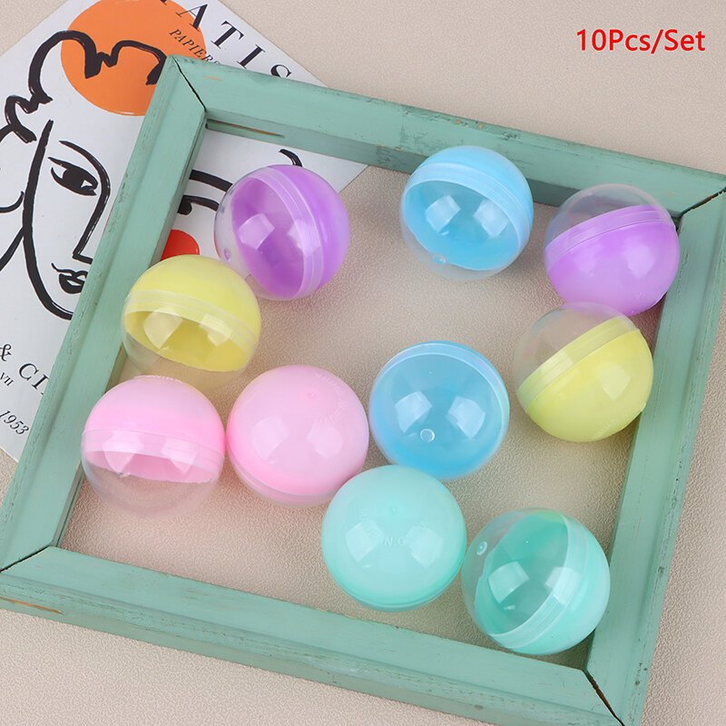 10Pcs 45mm Plastic PP Toy Capsules Half Transparent Colorful Round Surprise Ball Easy Open Lock Amusement for Vending Machine