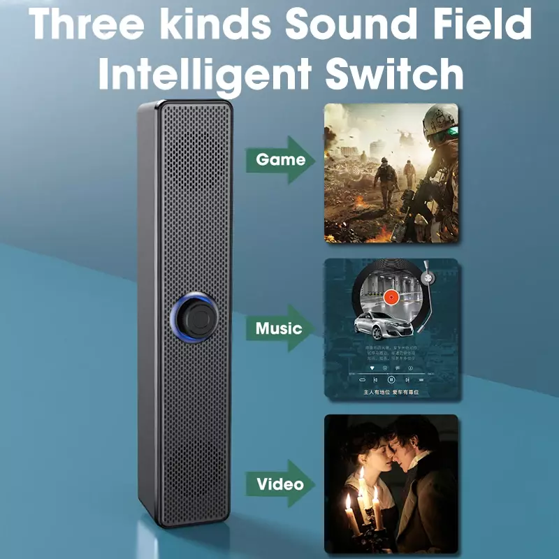 Soundbar per PC altoparlante Bluetooth cablato e Wireless Soundbar alimentato tramite USB per TV Pc Laptop Gaming Home Theater Surround Audio System