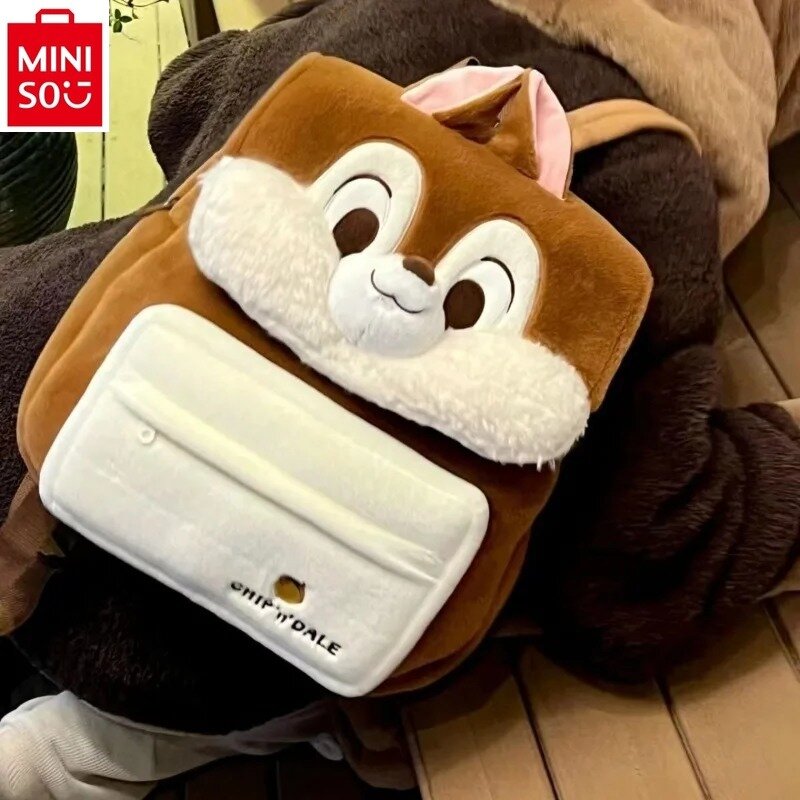 MINISO Disney-bolsa escolar con estampado Chichiti para estudiantes, bolsa de almacenamiento versátil de gran capacidad, informal