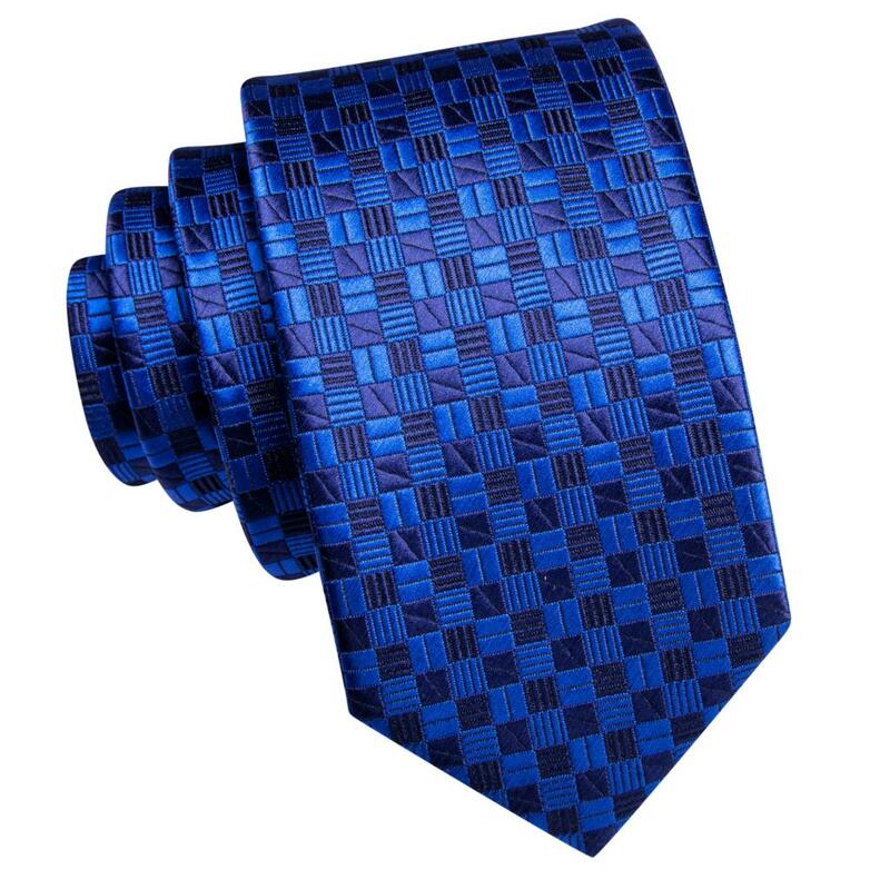 Gravata de seda xadrez azul marinho para crianças, gravata Handky, moda larga, transporte da gota, design de luxo, 120cm de comprimento, 6cm