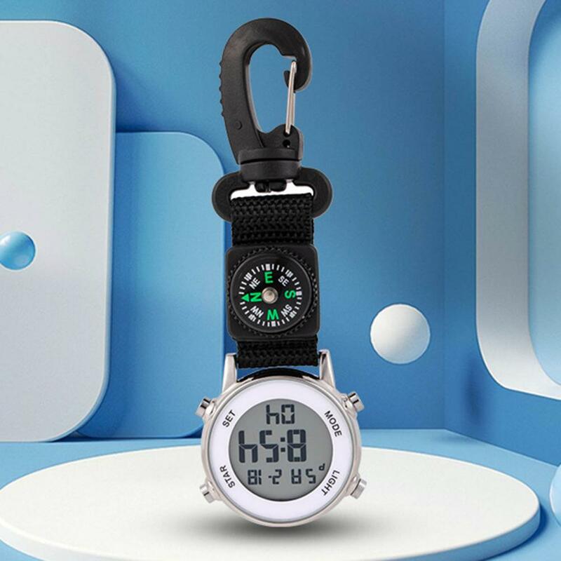 Impermeável Mosquetão Pocket Watch, Nylon Strap, Quartzo, Life Compass, Escalada, Clipe