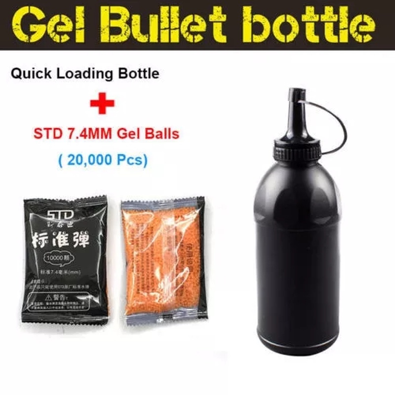 Bolas de Gel STD de 7-8mm con botella plegable, color negro