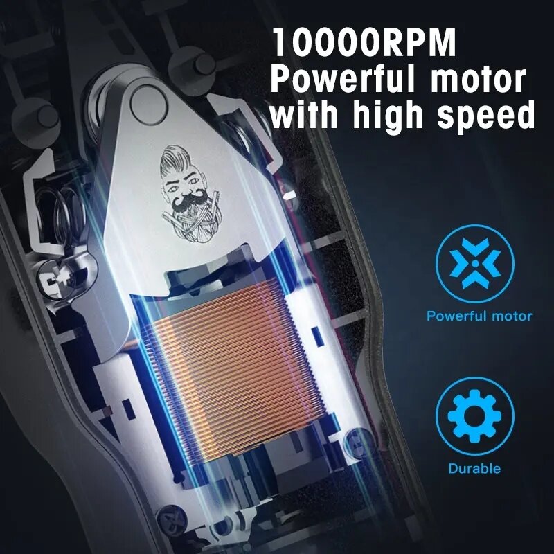 RESUXI-USB elétrico de aço inoxidável Clipper cabelo, 699, 10000RPM, Microchipped, Motor magnético, Clippers cabelo com bateria 2500mAh, Novo