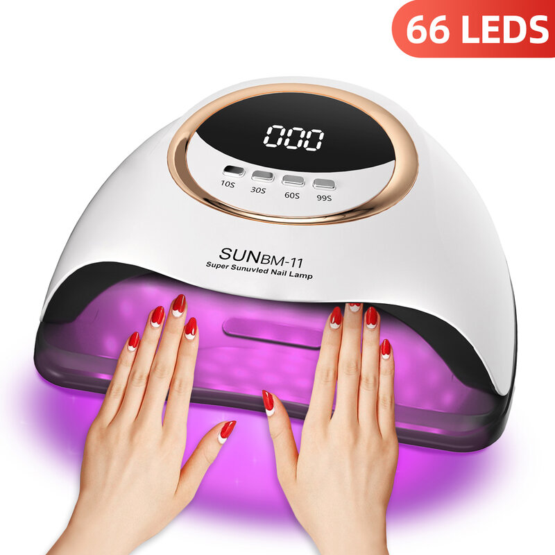 Lámpara de secado de uñas para manicura, equipo profesional de secado rápido, UV, con Sensor automático, 66LED