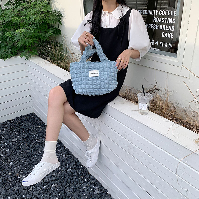 Bolsa de mão de bolha feminina, bolsa de grande capacidade, bolsa de mão de mão para viagem diária, versão coreana, estilo Ins, na moda