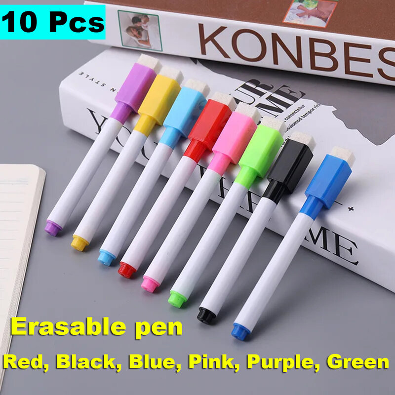 Erasable Magnetic Whiteboard Marker Pen, Blackboard Marker, Giz De Vidro, Cerâmica, Escritório, Escola, Arte, Papelaria, 6 Cores