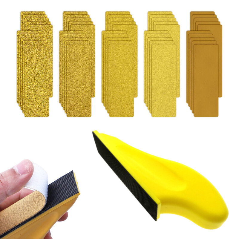 Klett-Hand detail mit 70 Schleifpapier-Mikroschleifer-Kit Polieren Mini 40 60 80 Körnung Handwerk Ecke