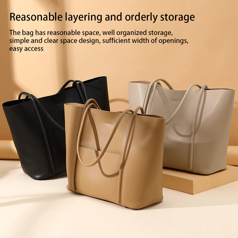 Luxury Genuine Leather Tote Bag High Quality Designer Woman Handbag Soft High Capacity Woman Shoulder Bag