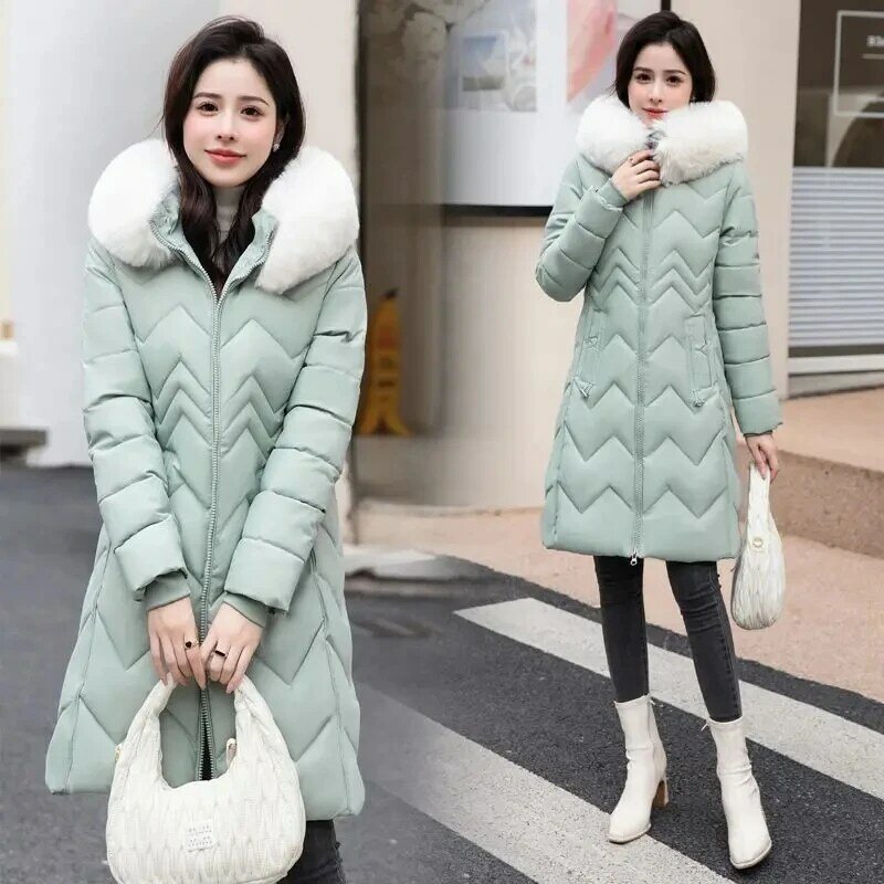 Doudoune longue à col en plumes pour femmes, manteau d'hiver chaud, coréen, 2024