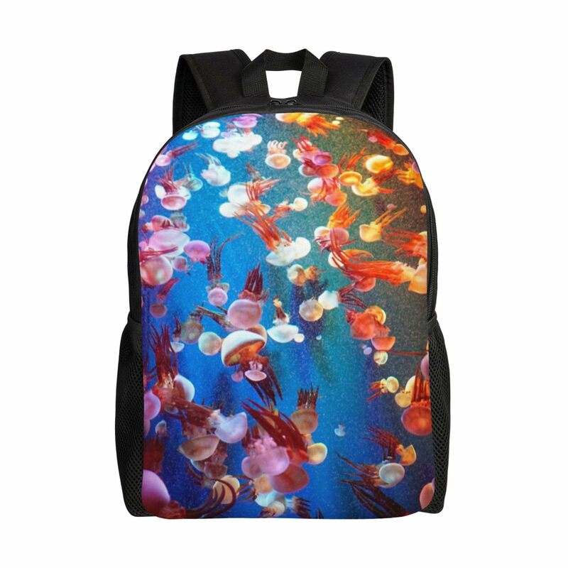 Mochilas com estampa medusa para escola leve, mochila casual para viagem com bolsos laterais de garrafa, mochila multifuncional