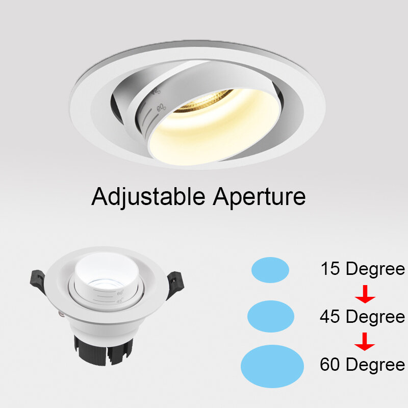 10W Downlight Focusing Anti-Glare COB Spotlight Fixture Led Adjustable Round Integrated Ceiling Shop Lighting Systems