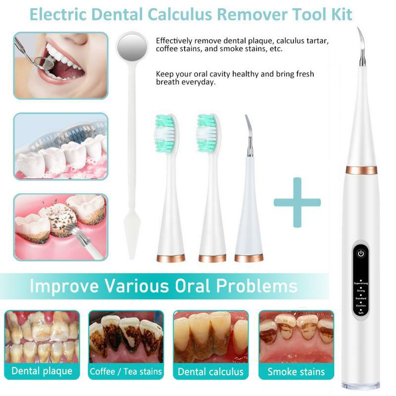 Ultrasonic Dente Elétrico Scaler, Dente Calculus Remover, Dentes Clareamento Limpador, Manchas De Engrenagem, Tártaro