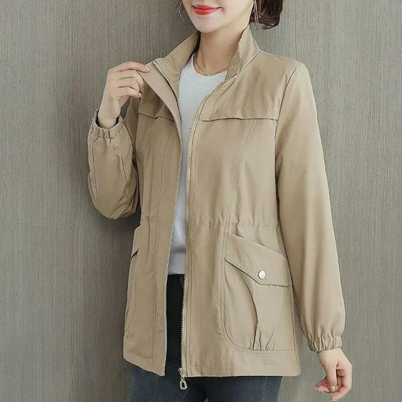 Women Double Layer Windbreaker Autumn Casual Coats Fashion Stand Collar Long Sleeve Jackets for women chaquetas para mujeres