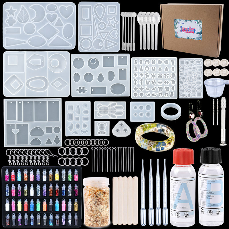 Kit de moldes de silicona para fabricación de joyas, juego de resina epoxi, herramientas de fundición para joyería, decoración artística artesanal