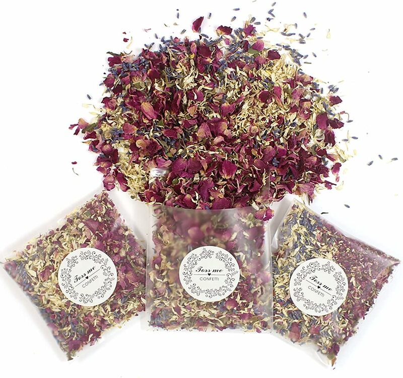 Confettis de Pétales de Fleurs vaccées Naturelles, Vrais Pétales de Rose Bionickel ables pour Décoration de Mariage et de ix, 12 Paquets