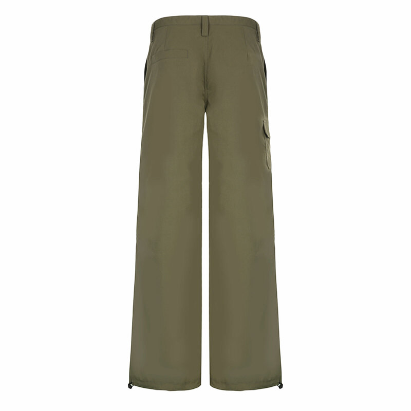 Pantalone Casual tascabile da donna Vintage moda auto coltivazione vita bassa pantaloni dritti con coulisse pantaloni Cargo Casual semplici