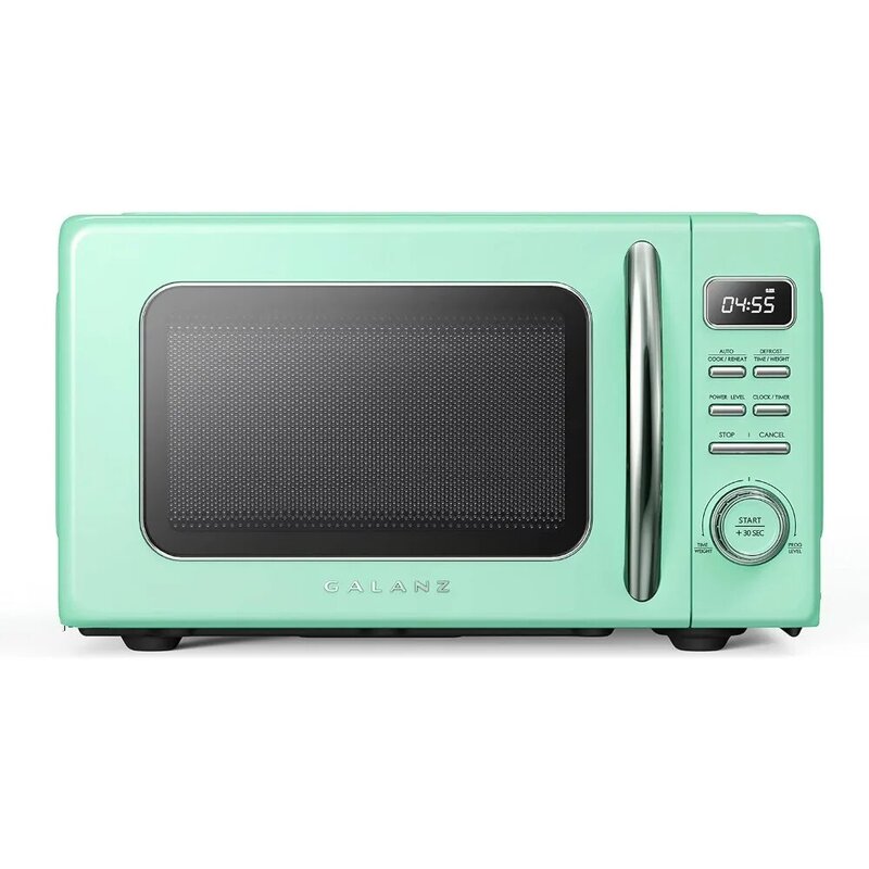 Retro Countertop Microwave Oven with Auto Cook & Reheat, Defrost, Quick Start Functions, Easy Clean with Glass Turntable