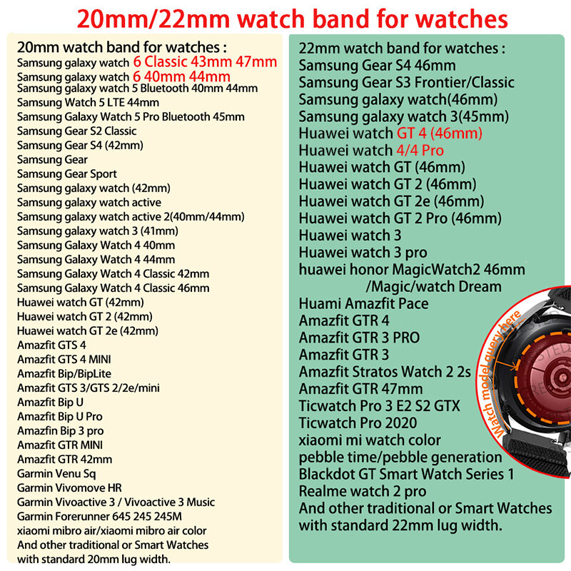 Cinturino da 20mm 22mm per Samsung Galaxy Watch 5/6/4/3/46mm/42mm/active 2/Gear s3 Frontier/Sport bracciale in silicone Huawei GT 2/2E strap