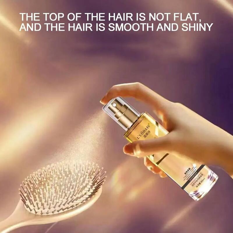 Aceite para el cuidado del cabello, Spray reparador de cabello dañado, hidratante, brillo, suave, nutritivo, aceite esencial para el cuidado diario del cabello, 60ml