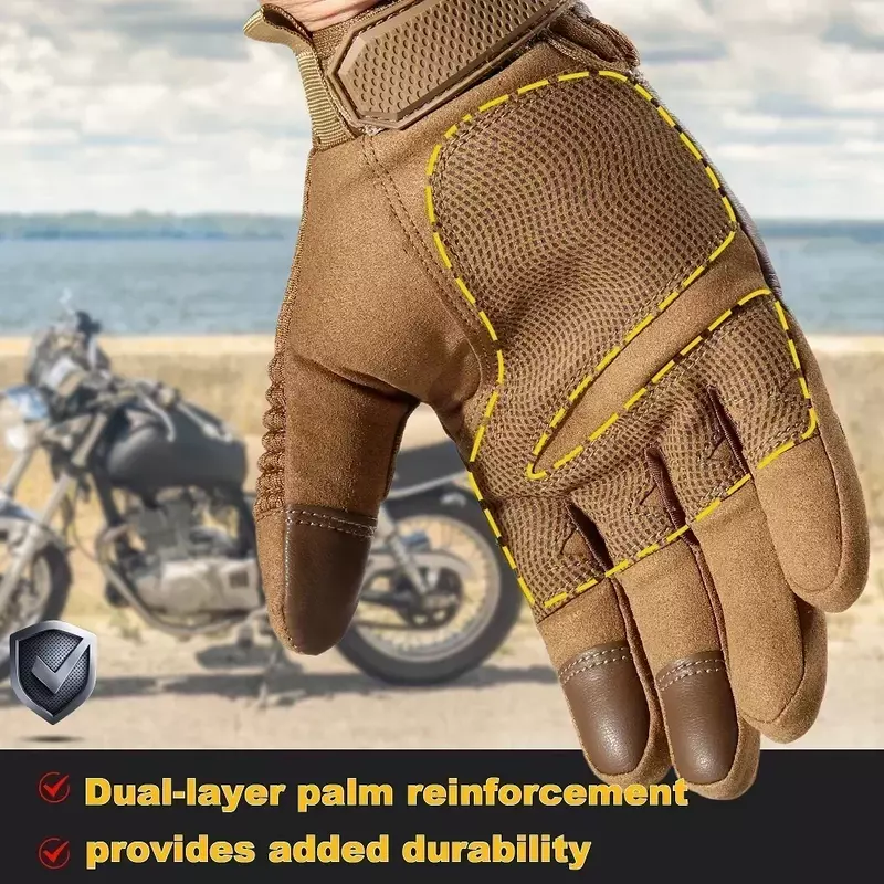 タッチスクリーン付きの革製オートバイ用手袋,モトクロス用の完全な保護手袋,スピードレース用
