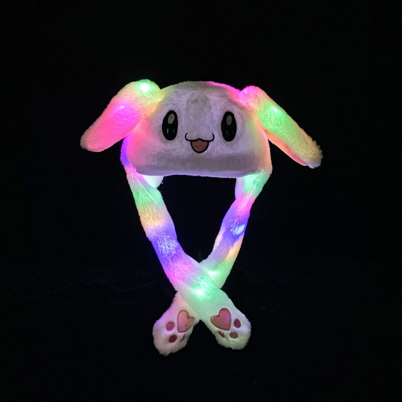 Moving Ear Hat Cartoon Plush Toy Rabbit Ear Cartoon Children's Funny Glow Hat Prefect Gift for Kids and Adults