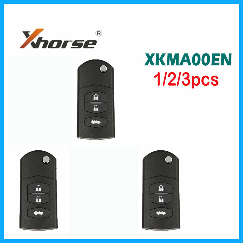 Xhorse-XKMA00EN VVDI Wire Remote Key, 3 Botões, Chave remota do carro para Mazda, Chave universal para VVDI2, Mini Tool, 1 Pc, 2 Pcs, 3Pcs