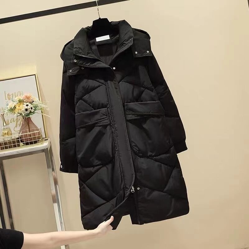 Abrigo de algodón con capucha para mujer, Parka holgada de longitud media, gruesa, versión coreana, novedad de invierno, 2023