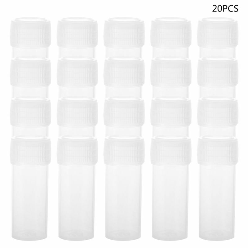 YYDS Paquete 20 Botellas Tubos ensayo plástico 5 con Tapas Rosca Envase Medicina vacío
