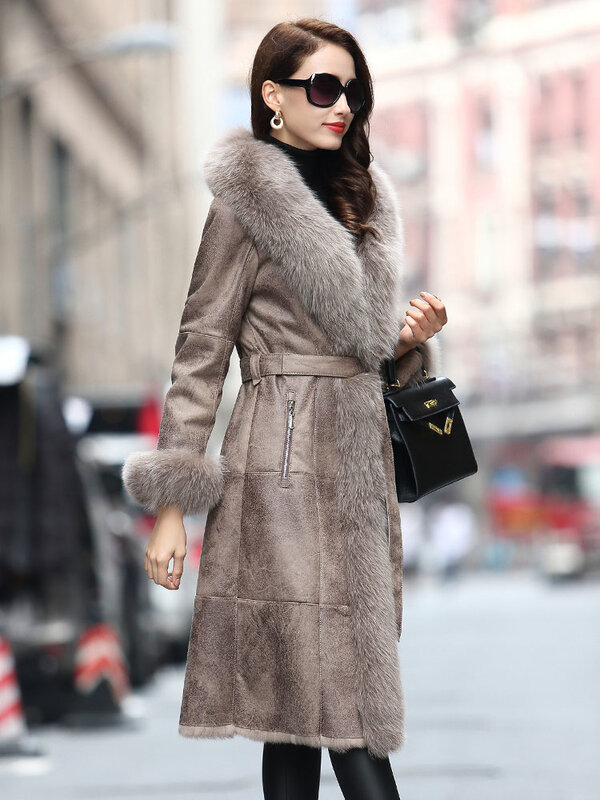 Real Fur Coat Natural Women Clothes 2023 Rabbit Fur Jacket Fox Fur Collar Parka Real Fur Leather Jacket Women TOTGG8112 YY2258
