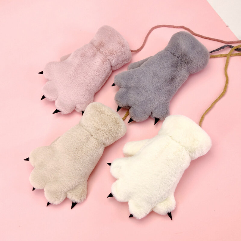 Guanti invernali per bambini con zampa d'orso Cartoon Cute Plus guanti caldi in velluto Outdoor strumento per Costume Cosplay da uomo e da donna