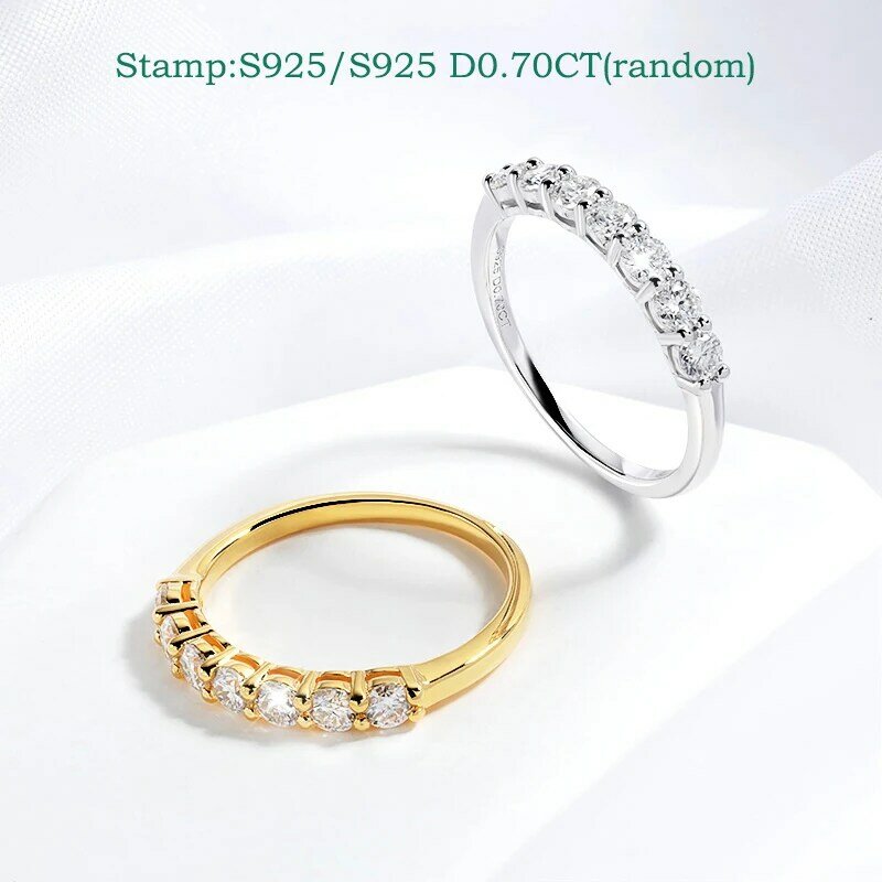 Smyoue 0.7CT 3mm kamień szlachetny Moissanite pierścionki dla kobiet S925 srebrne pasujące ślubne diamenty obrączka pierścionek z możliwością układania w stosy białe złoto prezent