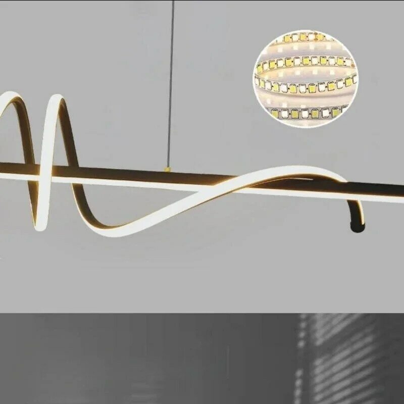 Lampu gantung Led meja makan melengkung, lampu liontin Nordik Modern sederhana dapur Bar lampu gantung kreatif dekorasi kabinet 2023