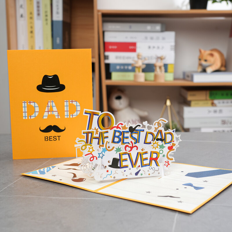 Gelukkig Vaders Dag Kaart 3D Pop-Up Verjaardag Kaarten Voor Vader Handgemaakte Gift Wenskaart Met Envelop