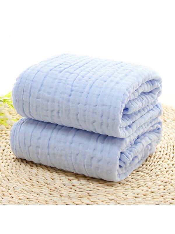 Bambino che riceve coperta 6 strati garza asciugamano da bagno in puro cotone biancheria da letto per dormire bolla mussola neonato bambini Swaddle 105*105CM blu