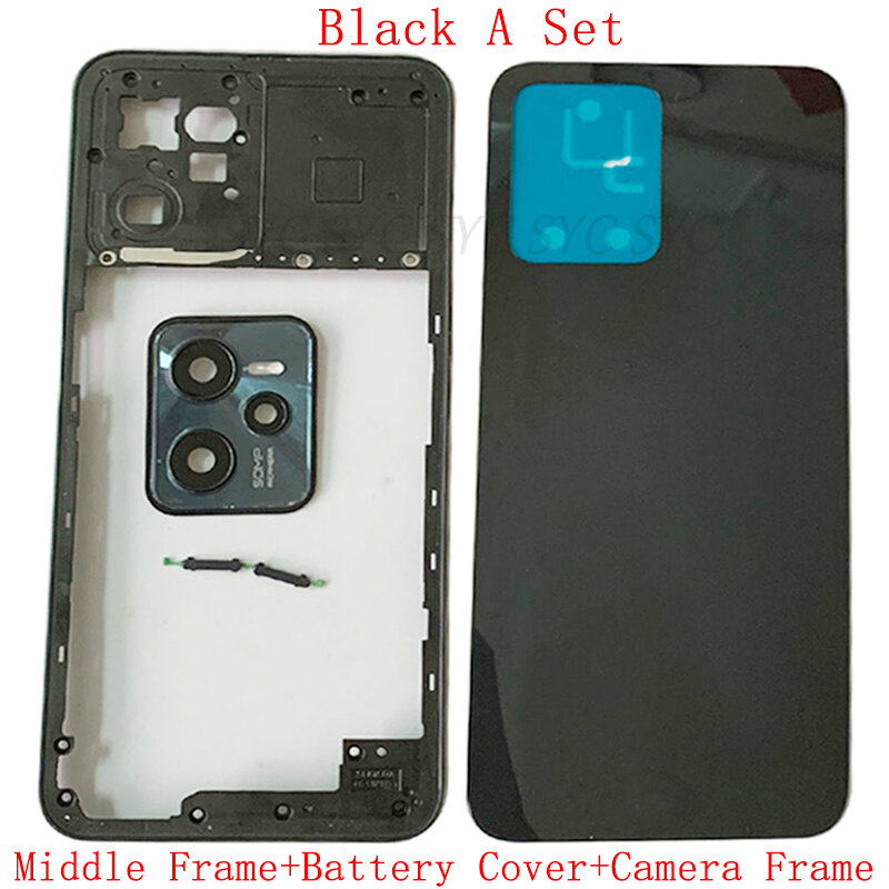 Battery Cover Rear Door Housing Case For Realme C35 Back Cover with Middle Frame Camera Frame Repair Parts