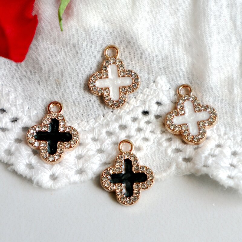 10PCS Alloy Cross Metal Enamel Pendant Charms Shiny DIY Necklace Bracelet Earrings Keychain Accessory Jewelry Bag Decoration