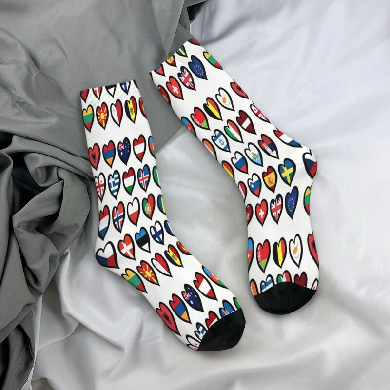 Eurovision Song Contest Hearts Socks Male Mens Women Winter Stockings Polyester