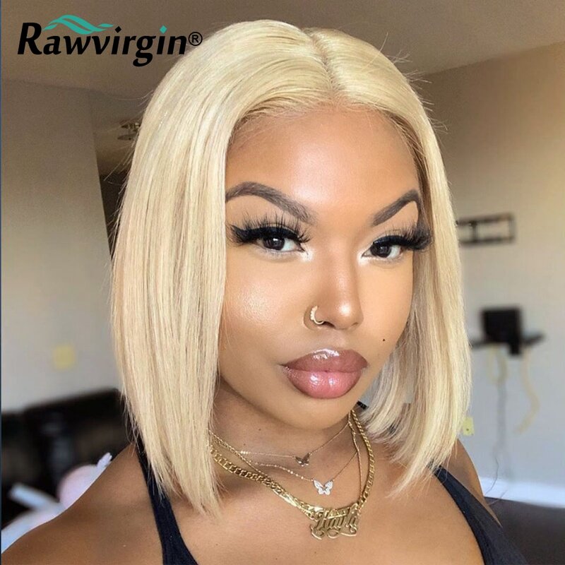 613 Blonde 13x4 HD Transparent Lace Frontal Wig Human Hair Short Bob Wigs for Black Women Brazilian Pre Plucked Lace Wig