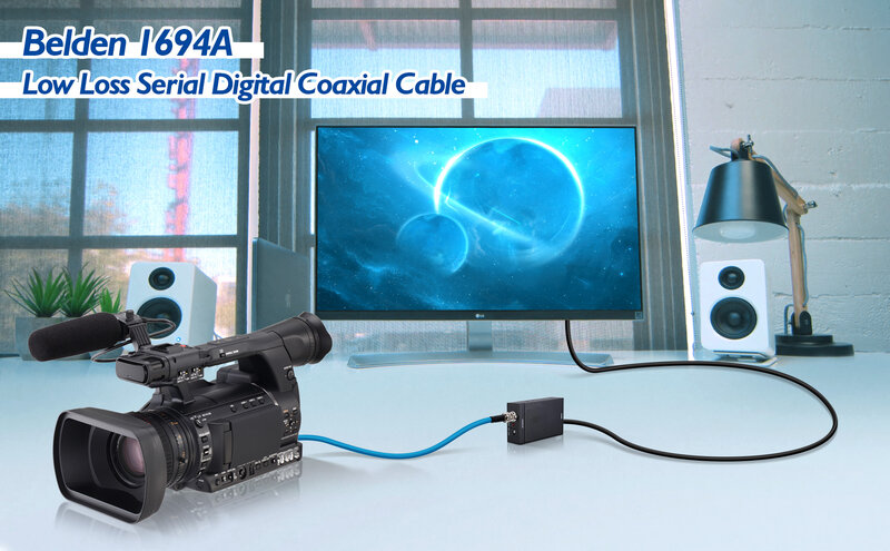 Superbat kabel SDI kabel BNC 3G/6G/12G (Belden 1694A),10FT/15 ftmendukung HD-SDI/3G-SDI/4K/8K, kabel Video presisi SDI