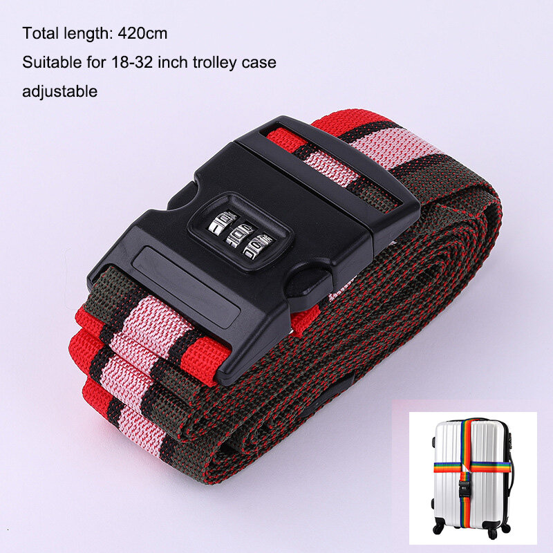 Correa de equipaje de viaje antirrobo, cinturón de embalaje ajustable con contraseña, candado seguro, accesorios para maletas