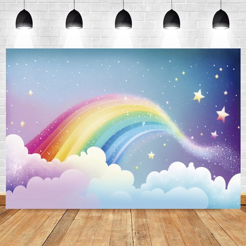 Unicorn Rainbow Birthday Party Backdrop for Photography Girls Princess 1st Birthday Party Decor Baby Shower Photo Background