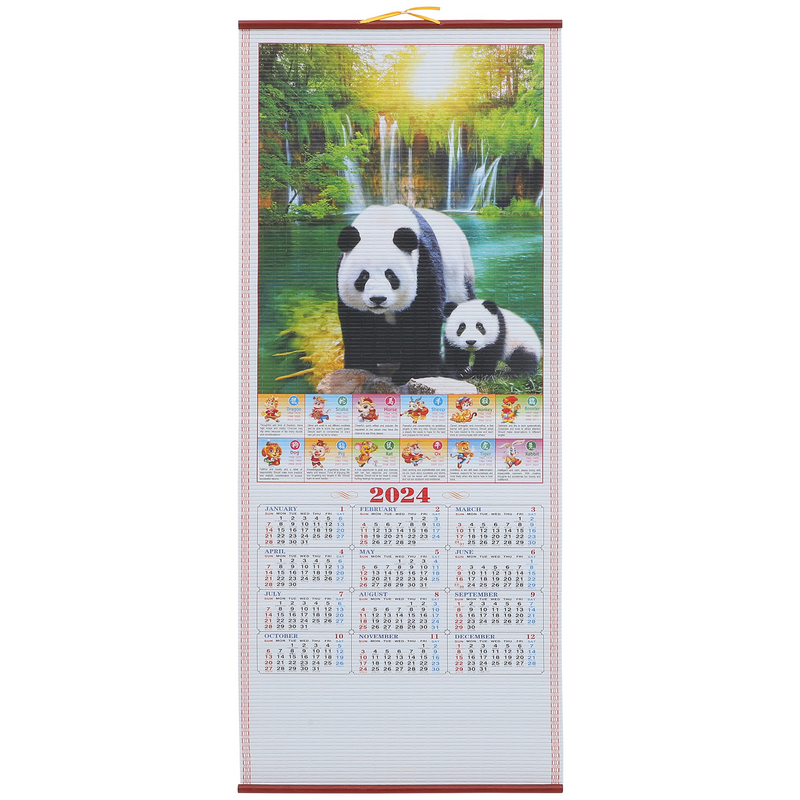 Calendario colgante de pared mensual, decoración de calendario colgante de estilo chino, año del Dragón